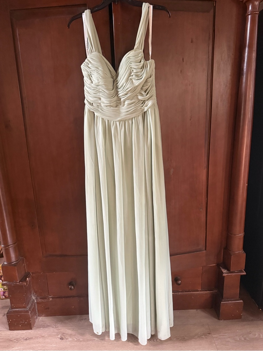Azazie Pale Sage Ruched Bodice Evening Dress